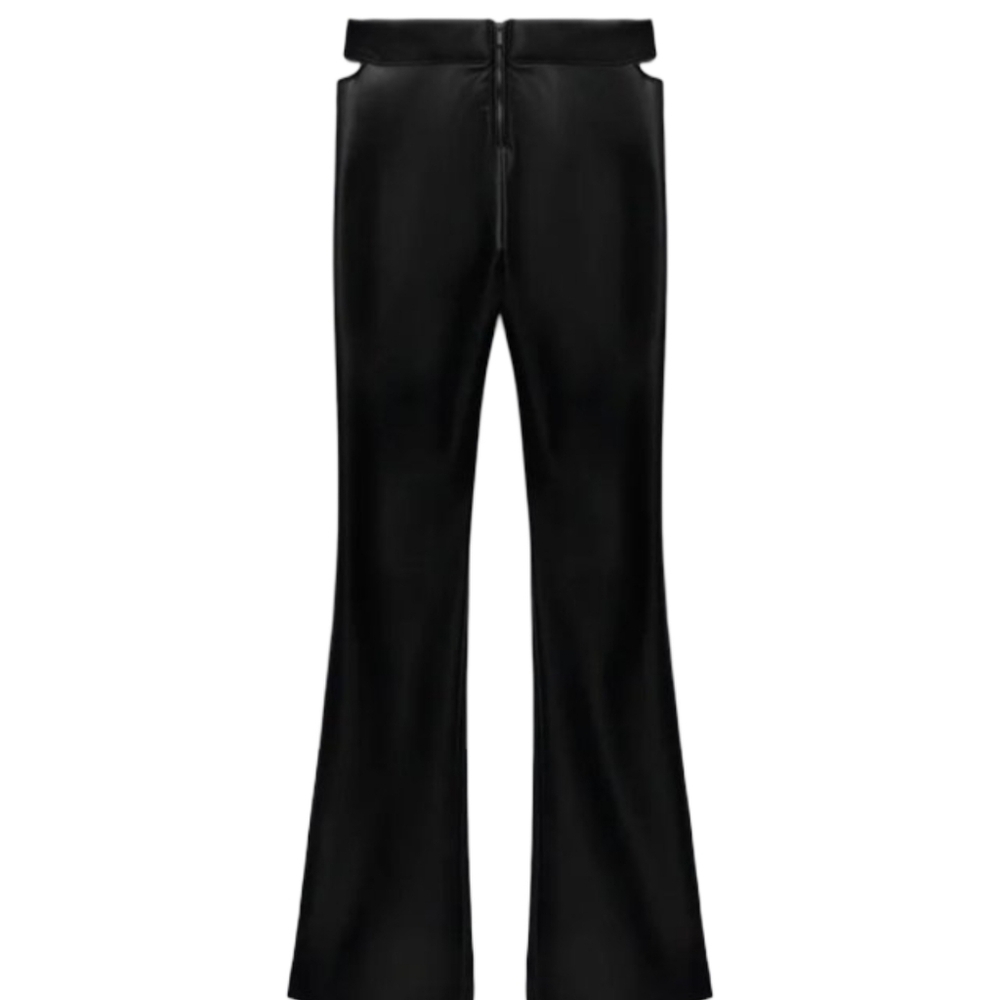 Zara Cut out Faux leather Flare Pants Size Medium